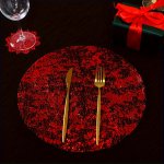 12PCS Placemats Golden Foil Placemat Polyester Table Mats With Metallic Pressed Autumn Grid Design Ideal For Christmas Weddings