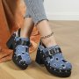Women's Buckle Belt Clogs Ankle Strap Comfy Platform Soft Sole Slides Non-slip Chunky Heel Studded Decor Slides