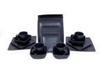 Smte 16-PIECE Ceramic Porcelain Dinnerware Set Black With Keychain