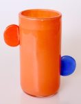 Orange Glass Vase Orange & Blue Handles – 24X20X12CM