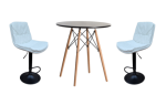Smte Soft Padded Perla Black Based Bar Stool And Table Set White With Keychain