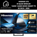 Hisense U7S Hi-qled Miniled 144HZ Game Mode Smart Tv - 85 Inch 2026