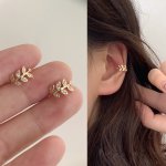 Elegant Leaf Design Cuff Earrings Adjustable No-pierce Clip-ons Vintage & Minimalist Style Dainty Fairy-tale Inspired Women's Ea