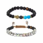 Killer Deals Oil Diffuser Lava Stone Bracelet Combo Blue Agate Rainbow Aura - Best Bargains Online