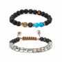 Killer Deals Oil Diffuser Lava Stone Bracelet Combo Blue Agate Rainbow Aura - Best Bargains Online