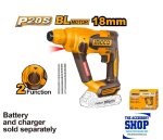 Rotary Hammer Drill Brushless Cordless 22MM 20V Lithium-ion 1.8J Ingco CRHLI20188