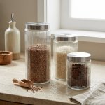 Ribbed Glass Airtight Food Storage Jar