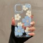 Blue Big Flower Air Cushion Transparent Mobile Phone Protective Case Suitable For IPHONE15 14 13 12 11PROMAX