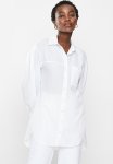 Balloon Sleeve Long Pocket Basic Shirt - White