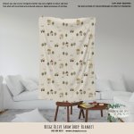 Personalised Fleece Blanket Beige Olive Farm Sheep Blanket