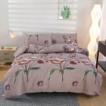 3PCS Polyester Brushed Bedding Set Floral & Geometric Pattern Duvet Cover With 2 Pillowcases Breathable Zippered Machine Washabl