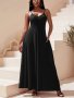 Dual Pocket V Neck Big Swing Maxi Dress Vacation Sleeveless Spaghetti Strap Cami Dress For Spring & Summer Women's Clothing