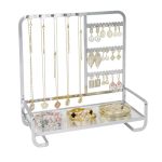Kooaaicchi Jewelry Organizer Stand Metal Jewelry Rack With Acrylic Tray Necklace Storage Holder Fashionable Display Stand For Ri