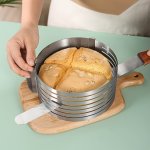 1PC Cake Slicing Tool Adjustable Stainless Steel Cake Cutter Ring - 7 Levels For Perfect Slices - Two Size Options 15.24-20.32 C
