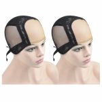 Ytbyt 2 Pcs 4X4 Inch U Part Swiss Lace Wig Cap For Making Wigs Mesh Wig Cap With Adjustable Straps Black S