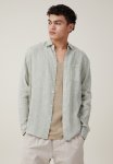 Cotton On Linen Long Sleeve Shirt - Sea Foam Stripe