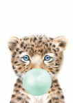 Bubble Gum Leopard - Wall Art Print Mint - A1