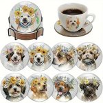 8PCS Puppy Diy Diamond Art Coaster Set DDD1