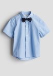 Shirt And Bow Tie - Light Blue
