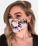 Floral Printed Scuba Cloth Face Mask - Mink - Mink / One Size