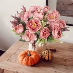 1PC Outdoor Simulation 5 Heads European Embroidered Peony Bouquet Uv Resistant Realistic Touch Plastic Flowers Garden And Courty