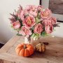 1PC Outdoor Simulation 5 Heads European Embroidered Peony Bouquet Uv Resistant Realistic Touch Plastic Flowers Garden And Courtyard Decoration Fall Halloween Thanksgiving Decor Winter