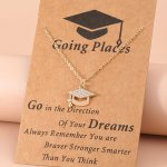 Creative Dr. Hat Graduation Season Pendant Necklace Inlaid Shiny Rhinestone Adjustable Neck Chain Jewelry Graduation Gift With G