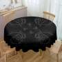 Protea Line Art On Black Round Tablecloth By Fifo