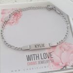 Caitlin-lee Personalized Id Bracelet Silver Stainless Steel Adjustable Size Ready In 3 Days