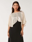 Serene Serena Sequin Cape - 0 Champagne