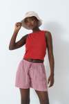 Ribbed Tank Top - L Red