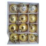 Plastic Christmas Decoration Balls Gold 12 Piece