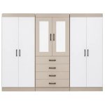 6-DOOR Mirror Wardrobe With Drawers MW796