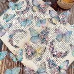 30SHEETS Butterfly And Flower Themed Diy Decorative Stickers Pack Decorative Stickers For Scrapbook Label Diary Stationery Album