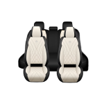 5 Universal Leather Car Seat Covers With Memory Foam Headrests YB-403 White & Black
