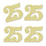Big Dot Of Happiness Gold Glitter 25 - No-mess Real Gold Glitter Cut-out Numbers - 25TH Birthday Party Confetti - Set Of 24