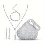 4 Pcs Elegant Evening Bag Versatile And Stylish Clutch Bag Portable Landmine Bag For Women Necklace Earrings Bracelet