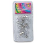 Fashion Hair Plastic Metallic And Clear Beads - Silver
