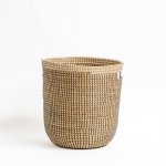 Seagrass Weave Round Basket Black And Natural - Large 45X40CM