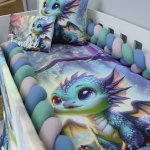 Cot Bumper Braided 3 Strand Blue Green And Grey Ai Dragon Blue Set