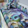 Cot Bumper Braided 3 Strand Blue Green And Grey Ai Dragon Blue Set