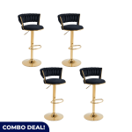 Set Of 4 Stylish Gold Frame Bar Chairs Available In 3 Colours
