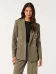 Immie Double Breasted Blazer - 16 Khaki