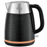 Sunbeam Stainless Steel Black Ribbed Cordless Kettle With Wood Trim
