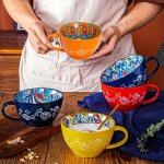 Bohemian Ceramic Breakfast Mug - 15OZ Large Capacity Microwave Safe For Hot Drinks & Cold Beverages Perfect Gift For Halloween T