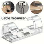 20 60PCS Clear Self-adhesive Cable Clips - Easy Install No-drill Cord Management System For Tvs Computers & More