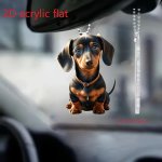 1PC 2D Acrylic Loyal And Honest Dachshund Dog Car Rearview Mirror Decorative Pendant Backpack Keychain Decorative Pendant Home D