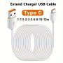 Extra Longth USB Type C Cord Fast Charging Cable For Samsung S23 S22 S21 Xiaomi 13 Huawei Redmi Oppo Vivo Oneplus Phones Charger USB