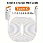 Extra Longth USB Type C Cord Fast Charging Cable For Samsung S23 S22 S21 Xiaomi 13 Huawei Redmi Oppo Vivo Oneplus Phones Charger
