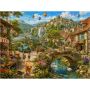 1000 Pieces Jigsaw Puzzle For Adults With Greenhouse Waterfall Village